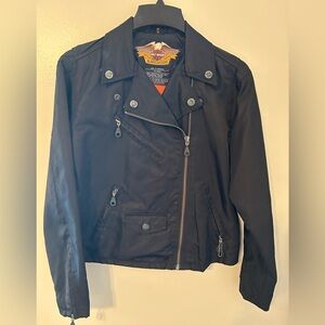 Harley Davidson Woman’s Summer Nylon Jacket. Size Medium, Black. Silver Logo